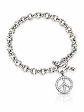 Silver Peace Charm Toggle Bracelet - Women's Jewelry
